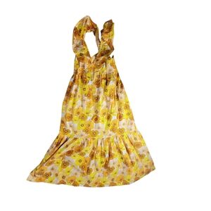 Mott50 Serena Floral Vneck Maxi Boho Dress Small Feminine Gold